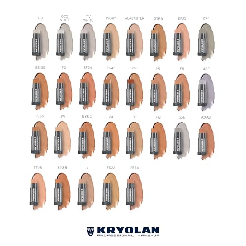 Kryolan TV Paint Stick - Alabaster Matte Makeup Stick - Foundation Makeup - Makeup for TV, Theater, Stage, Acting, Face & Body, Full Coverage Cream Concealer Foundation - Made in USA (25 g)