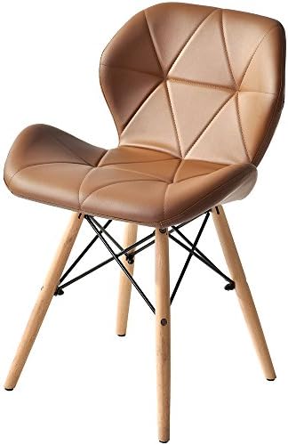 OSJ Dining Chair, Laser PU Seat, Eames Modern Design, Natural Wood Legs, Eames Chair, Nordic, Stylish, Designers, Reproduction, Set of 1