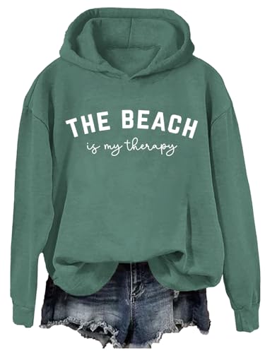 Cynvor Beach Sweatshirt Women The Beach Is My Therapy Sweatshirt Crewneck Long Sleeve Pullover Tops