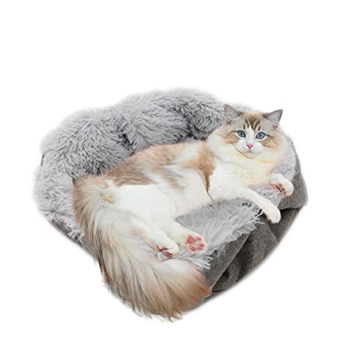 TUAKIMCE Katzenbett Waschbare 2 in 1 Katzenbett Katzendecke Flauschige Katzenbett Plüsch Weich Katze Schlafen Bett Schlafen Katzensofa katzenbettchen Cover