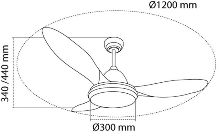 Ceiling fan dimensions diagram