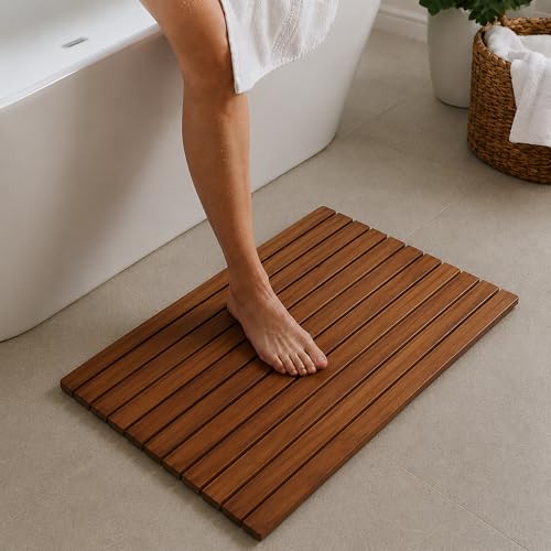 Belari Teak Shower Mat - Teak Bath Mat - Wood Bath Mat - Wood Shower Mat - Non Slip Indoor or Outdoor Shower Mat - Teak Doormat/Sauna Mat - Wooden Stall Mat (Modern)
