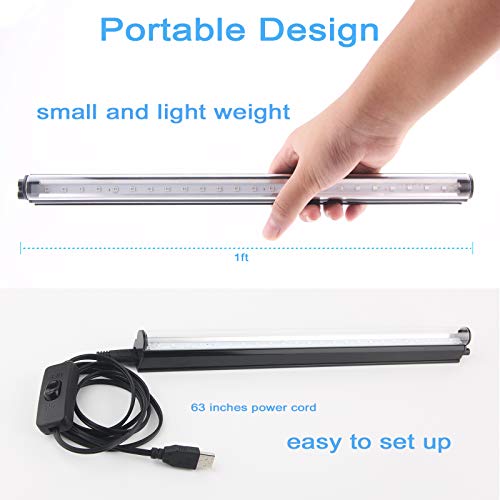 Led Black Light Bar, 10W 1ft USB UV Blacklight Tube, Glow in The Dark Party Supplies for Halloween Decorations, Room, Body Paint, Poster, Urine Detection, 2 Pack