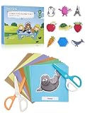 GutSache Kinderschere Set mit 2 Scheren und 48 Bastelpapier, Bastelset für Kinder ab 3 Jahre, Montessori Lernspielzeug für Feinmotorik, Vorschule & zu Hause, Ideales Mitgebsel Gastgeschenk