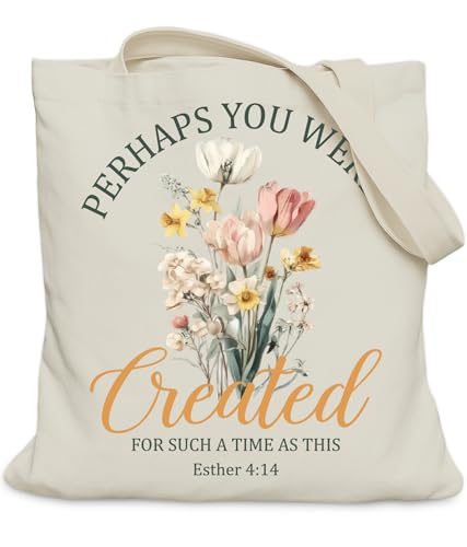 Image of Aesthetic Christian Gifts Tote Bag for Church, Religious Tote Bag for Bible Study, Medium Size with Inner Pocket