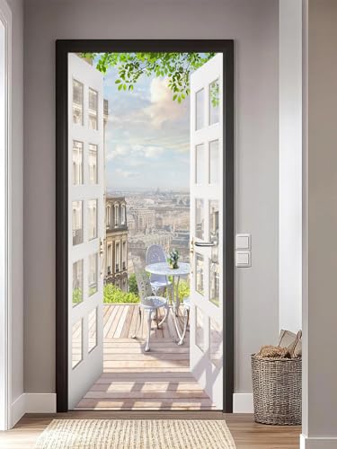 artfanke 3D Door Sticker Peel and Stick 30.3"x78.7"-Self-Adhesive Door Murals