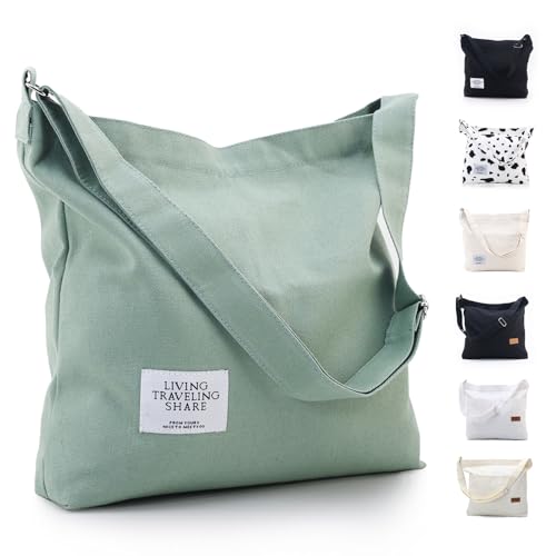 Image of COOLOME Canvas Tote Bag for Women - Crossbody, Shoulder, Travel & Beach Bag