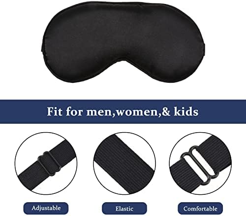 olyee Satin Sleeping Masks Blindfold, 3 Pack Super Smooth Eye Masks for Sleeping, Soft Eyemask Blackout Eye Cover with Adjustable Strap for Men, Women, Kids (Black Navy Purple)