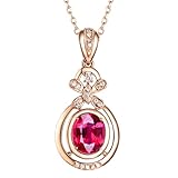 Beydodo Collar con colgante de oro rosa 750, collar para mujer, mariposa con turmalina roja de 1,3 quilates, colgante de oro rosa, 45 cm