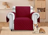 KRISHYAM® Waterproof Armchair Cover, Double Sided Chair Sofa Slipcover from Cats Dogs Scratches Non-Slip Sofa Cover (Win Red, 1 Seater)