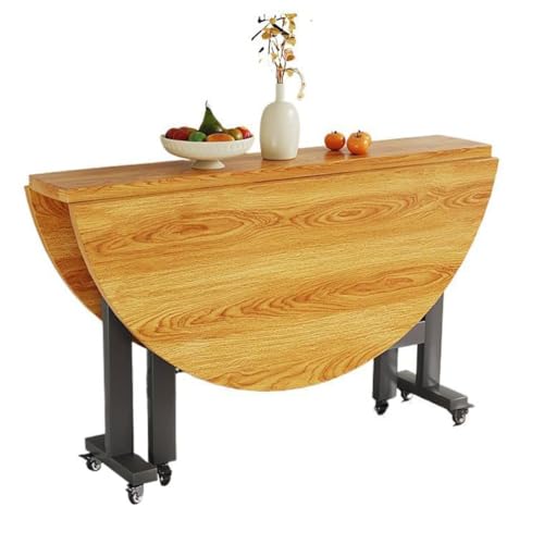 Tavolo da pranzo rotondo pieghevole da 100 cm, con ruote, multifunzione, estensibile, per cucina, salvaspazio, perfetto per piccoli spazi, 100 x 75 cm