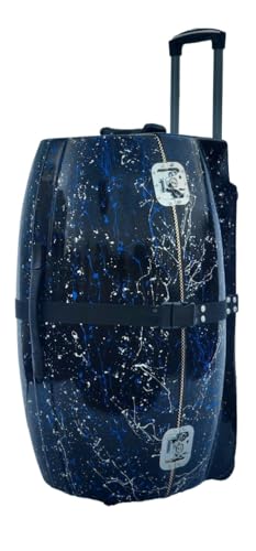 Generic Padded Mridangam fiber case with trolley and wheels/travel bag/cover (black splash 1), MRID1BASIC