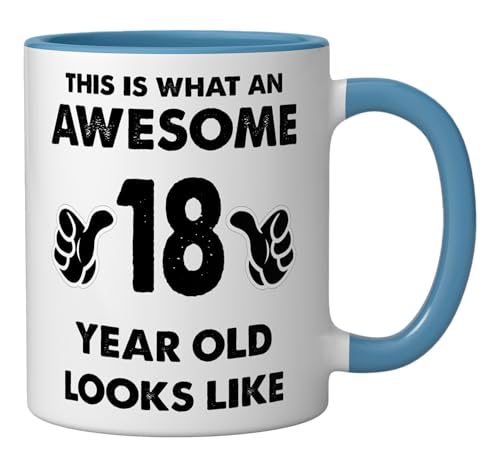 Mug This Is What An Awesome 18 Year Old Looks Like Ceramic Mug, Blue/White by 18. Birthday Gifts For 18 Year Old Boy Or Girl - Used condition - Image 2