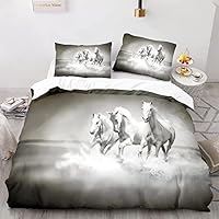 Homewish Housse de Couette Cheval Blanc Coton Biologique,Ensemble de