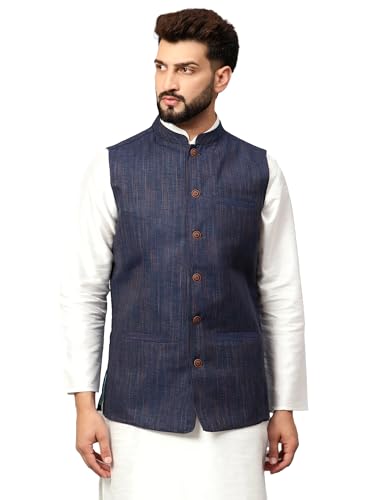 Image of LATEST CHIKAN Men's Traditional Cotton Solid Nehru Jacket /Waistcoat
