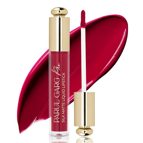 Image of Parul Garg Beauty Silk Matte Liquid Lipstick | Long-Lasting & Smudge-Proof | Soft Matte Finish | Vegan & Clean Beauty | Hydrates with Shea Butter & Vitamin E | Shade: Rosella 07 - Rosy Fuchsia, 3ml