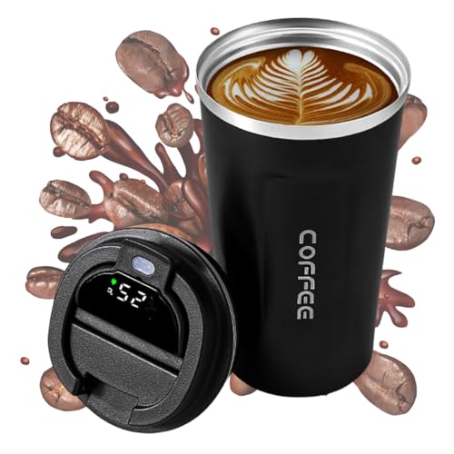 Copo Térmico de Café Inox 450ml Coffee Mugs Chá Sucos Bebidas Quentes e Frias com Tampa e Parede Dup