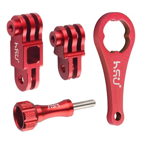 Image of HSU Aluminum Alloy Metal Adjust Arm Straight Joints Mount, Same Direction Straight Joints Mount for Go Pro Hero 11 /10 /9 /8 /7 /6 /5 Black,Session 5 /4,Hero 3+,DJI Osmo Action Action Camera and More(Red)