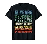 Vintage 12th Birthday Shirt Gift 12 Years Old Being Awesome T-Shirt