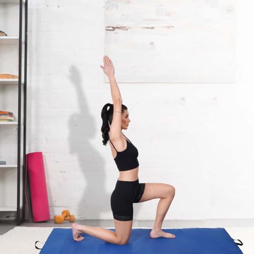 Image of ABB INITIO GYM PVC Leatherette Yoga Mat, Unbeatable Non Slip Raxine, Eco Friendly and Odorless Lightweight and Extra Large Size with 10 MM Thickness (Blue)