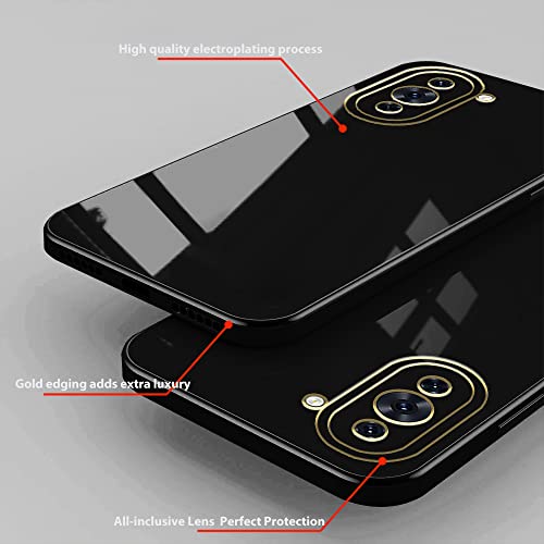 Jancyu Compatible With Huawei Nova 10 Pro Case Silicone,Shockproof Accessories Huawei Nova 10 Pro Phone Case Slim Protective White Cover (Black) #TOP3