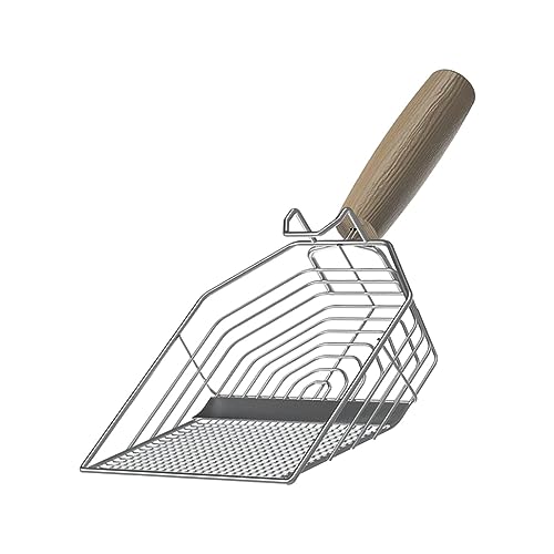 トイレスクーパー 子猫砂スクープ シャベル トカゲ キティ猫スクープ 木製ハンドル 16.5x13.2 cm