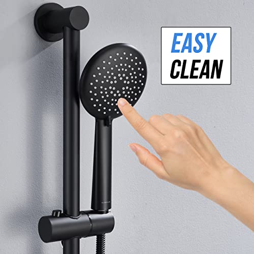 Gabrylly Slide Bar Shower Faucet Set For Bathroom With High Pressure 5-Setting Handheld Shower Set, Shower Valve With Trim And Diverter,Matte Black #TOP5