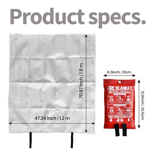 Image of Fire Blanket, 47 inch x 71 inch,Fiberglass Fire Blanket for Camping and Fire Fighting Shelters