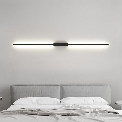 Aplique de pared rectangular negro de diseño minimalista en aluminio premium con luz LED blanca