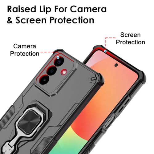 Image of TheGiftKart Tough Armor Bumper Back Case Cover for Samsung Galaxy M47 5G | Ring Holder & Kickstand in-Built | 360 Degree Protection Back Case Cover for Samsung Galaxy M47 5G (PC & TPU, Black)