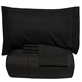 Sweet Home Collection Luxury 5 Piece Bed-In-A-Bag Solid Color Comforter and Sheet Set, Queen, Black