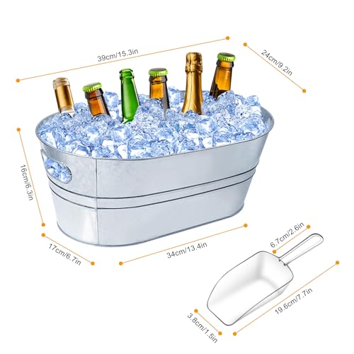Ikayas 4 Gallon Ice Buckets For Parties, Ikayas Galvanized Metal Ice Bucket Ice Tub With Scoop For Cocktail Bar Mimosa Bar Supplies thumb #1