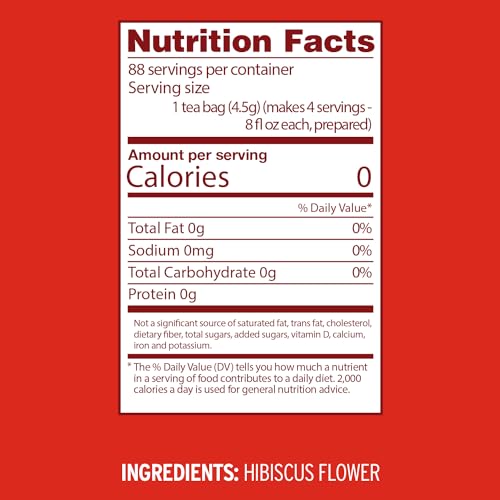 Image of Luzianne Unsweetened Hibiscus Iced Tea Bags, Family Size, 22ct Box (Pack of 1)
