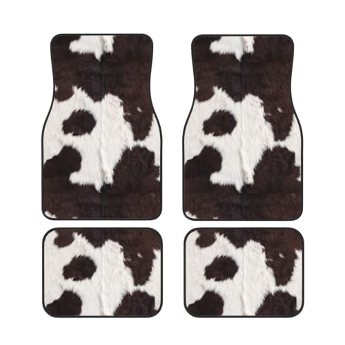 Alfombrillas para coche de neopreno negro con diseño de piel de vaca abstracta juego de 4 piezas