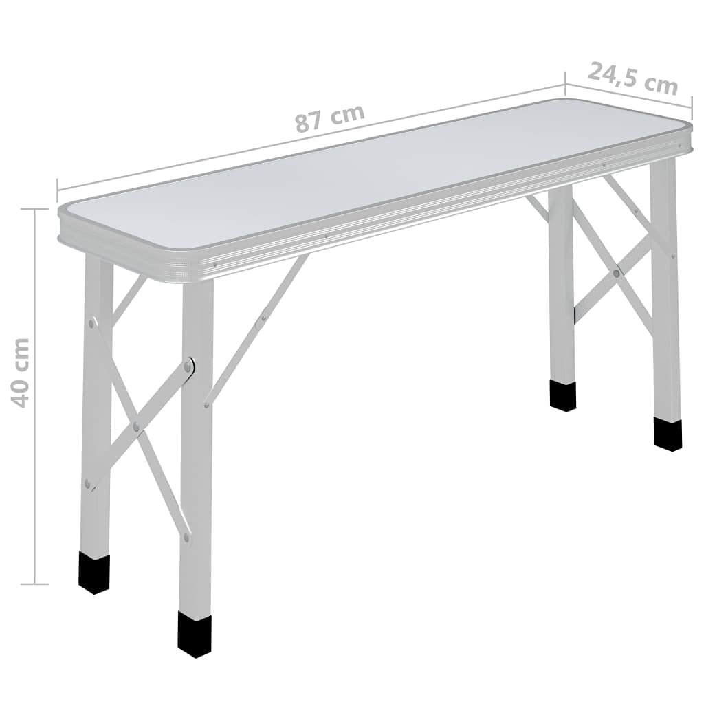 Générique Table de Camping Pliable avec 2 bancs Aluminium Blanc équipements Sportifs Loisirs de Plein air Camping et randonnée Meubles de Camping (Poids 8.74KG)