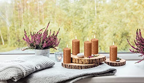Bolsius 4 Pack Spice Brown Rustic Pillar Candles - 2 X 4 Inches - Premium European Quality - Natural Eco-Friendly Plant-Based Wax - Unscented Dripless Smokeless 30 Hour Party Décor And Wedding Candles #TOP7