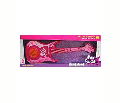 Mozlly Rock Guitar Play Set for Kids - Pink Electric Guitar Toy Musical Instrument, Fun Songs & Sound Effects, Pretend Play Music Entertainment & Educational Toy Guitar for Girls & Boys - 22.2 Inch
