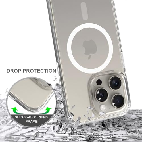 Image of FanTEK Phone Case Compatible with iPhone 15 Pro Max 6.7 Inch, Magnetic Case Clear Protective Bumper Hard Back Cover
