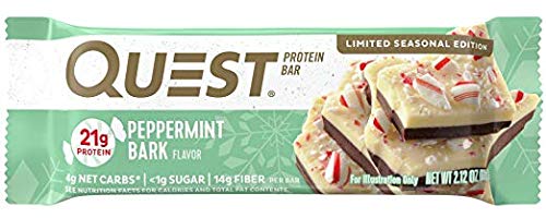 Quest Nutrition Protein Bar Peppermint Bark. Low Carb Meal Replacement Bar w/ 20g+ Protein. High Fiber, Soy-Free, Gluten-Free (24 Count)