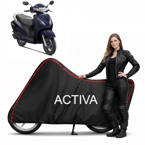 Image of Dustproof Scooty Cover Compatible with Honda Activa 3G, 4G, 5G, 6G, 125, E, i (All Models) | Heavy Duty | Dustproof, UV Resistant, Heat Protection | Elastic Bottom Grip