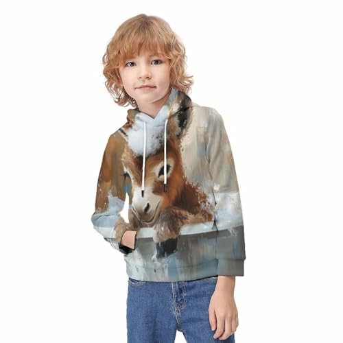 Sweat à capuche enfant imprimé 3D âne pull ado 12-14 ans - 2