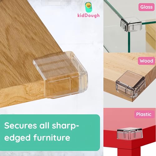 Image of KidDough Baby Proofing Corner Guards, Corner Protector for Sharp Edges, Table Corner Protector for Baby Safety (Square Transparent)