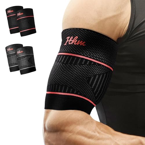 Bicep Tendonitis Brace for Pain Relief, Bicep Tendonitis Sleeve for Muscle Strains Recovery, Bicep Compression Sleeve for Workouts (Large, 1Pair)