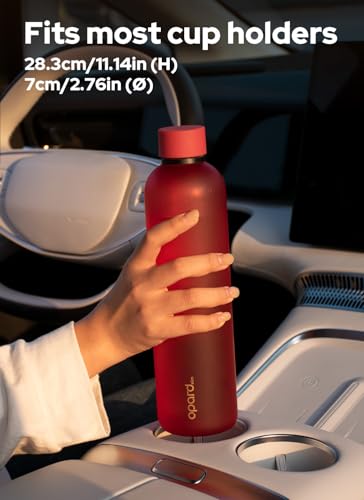 Image of Opard Slim Water Bottle 32oz, Dishwasher Safe Plastic Water Bottle BPA-Free, Leakproof Screw Top, Cranberries Red, Reusable for Travel School Sport Gym Hiking