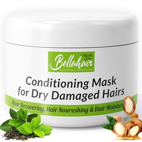 Bellahair Hydrating Hair Mask for Dry Damaged Hair - Organic Intense Repair Treatment for All Hair Types - Deep Conditioning, Moisturizes, Softens, Smooths, & Restores Shine