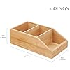 mDesign Bamboo Wood Compact Bathroom Storage Organizer Bin Box - 3 Divided Sections - Cabinets, Shelves, Countertops, Bedroom, Kitchen, Laundry Room, Closet, Garage - Natural/Tan