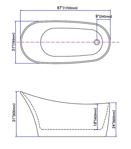 Bhbl 67 In Seamless Freestanding Bathtub Contemporary Soaking Tub White Acrylic (C-Pw-45778) #TOP4