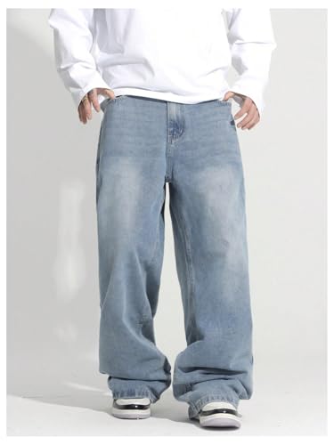 Men's Baggy Jeans Y2K Wide Leg Denim Jeans Vintage Loose Long Trousers with Pocket Streetwear3