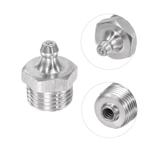 Image of uxcell 6Pcs Metric Stainless Steel Straight Grease Fitting M16 x 1.5mm Thread Hydraulic Grease Fitting Accessories