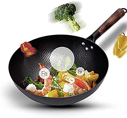 Wok de hierro con mango de madera 32 cm miniatura 2
